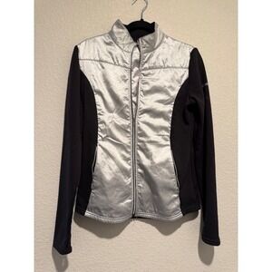 Skea Shimmies Black Silver Full Zip Jacket Women's Size Medium Athletic Fleece
